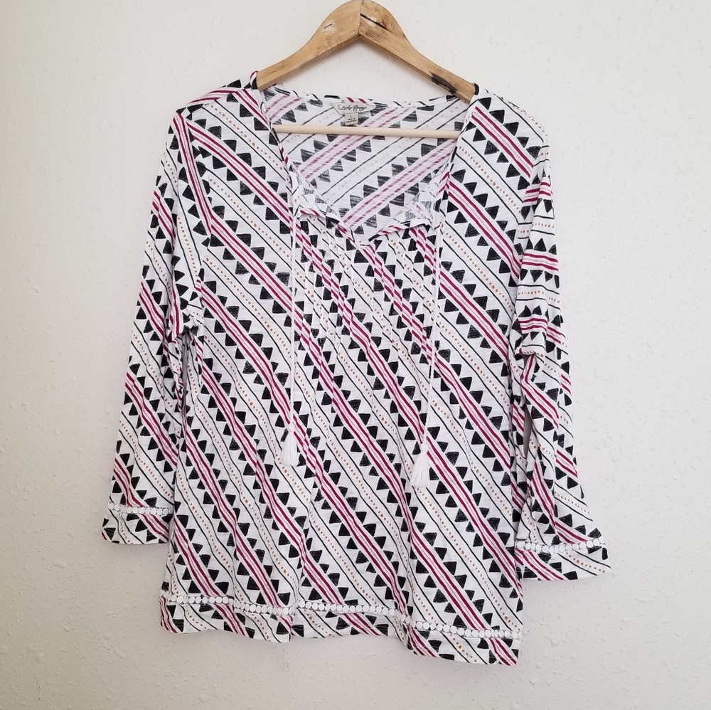 Lucky Brand Aztec Print Long Sleeve Top